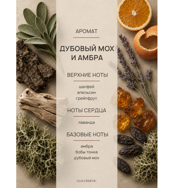 Крем для тела и рук парфюмированный Дубовый мох и амбра, 300 мл